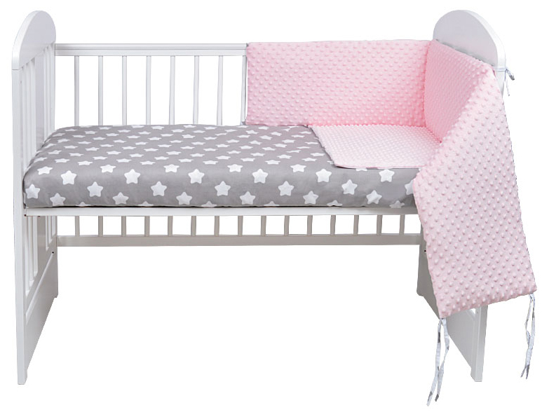 Tomi Povlečení K3 minky hvězdy šedá-růžová