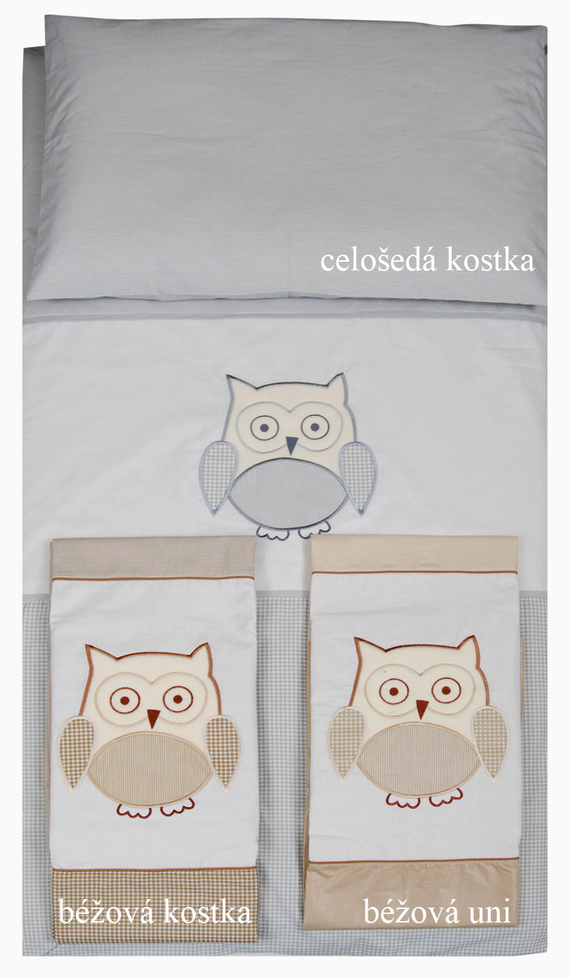 Tomi Povlečení K2 výšivka sova béžová kostka