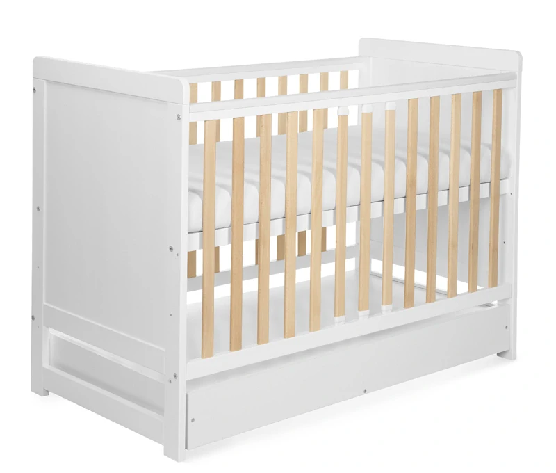 Tomi Postýlka 1. (I.) se zábranou a šuplíkem bílá/buk