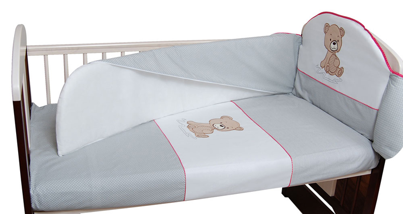 Tomi Povlečení K4 výšivka míša šedý-růžový