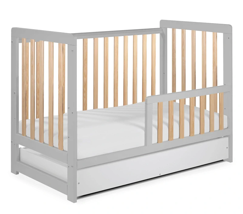 Tomi Postýlka 22. (XXII.) se zábranou a šuplíkem šedá/buk