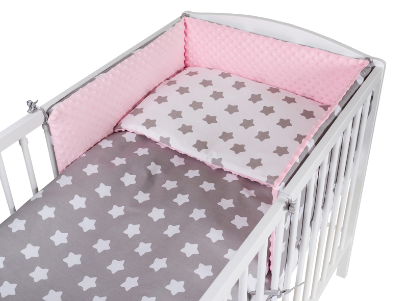 Tomi Povlečení K3 minky hvězdy šedá-růžová