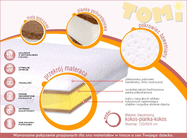 Tomi Matrace 120x60x9 kokos-lux