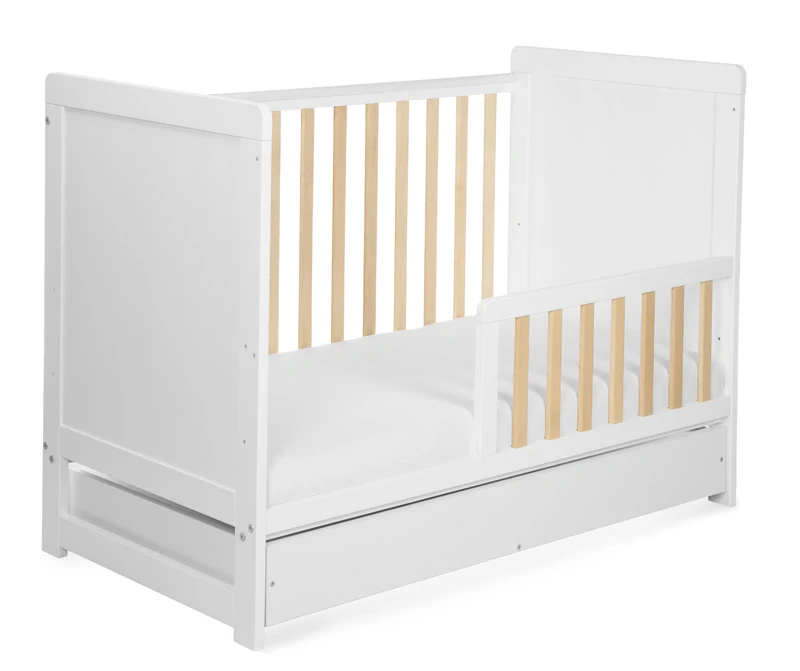 Tomi Postýlka 1. (I.) se zábranou a šuplíkem bílá/buk