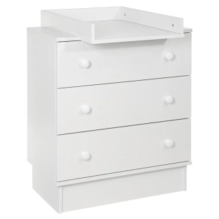 Tomi Komoda se 3 šuplíky na soklu bílá + nástavec