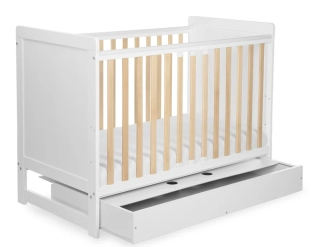 Tomi Postýlka 1. (I.) se zábranou a šuplíkem bílá/buk